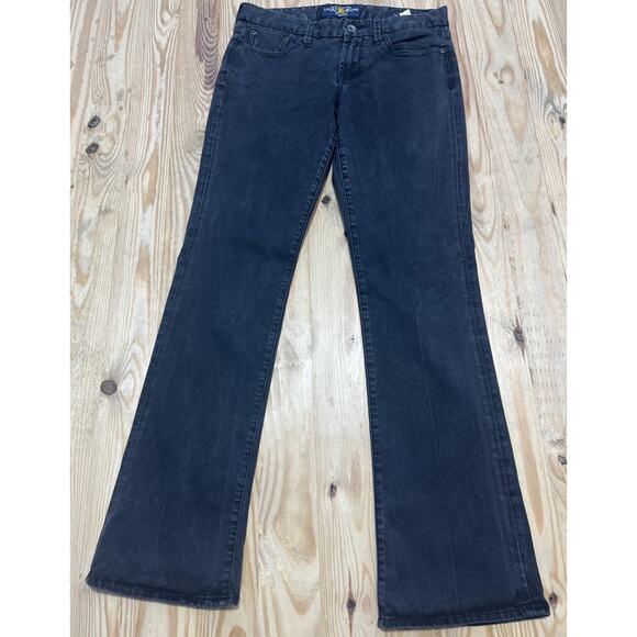 Lucky Brand The Sweet Jean Boot Women's 6/28 BLACK Mid Rise 5-Pocket Dark Wash - Picture 1 of 7